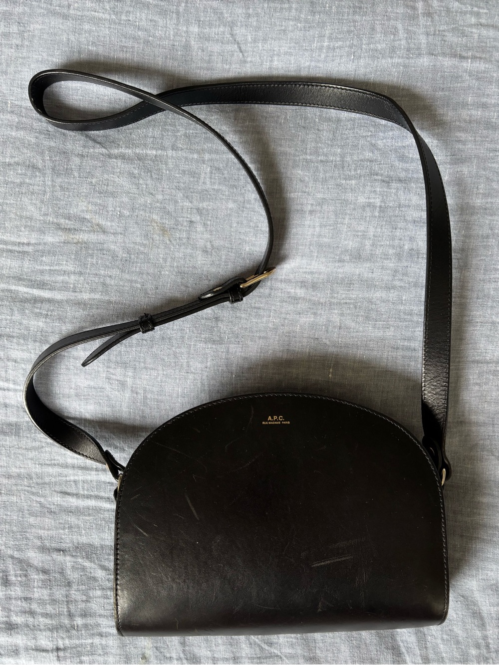 A.P.C. Black Leather Demi Lune Bag